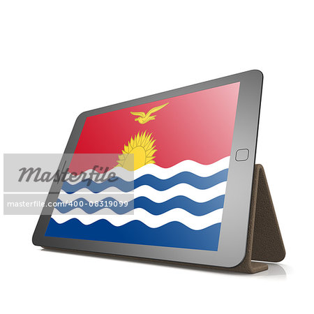 Tablet with Kiribati flag image with hi-res rendered artwork that could be used for any graphic design.