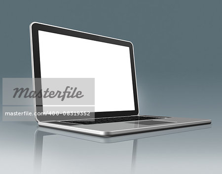 3D High Tech laptop - isolated on a grey background with clipping path