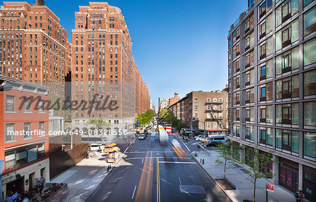 Elevated view of downtown Manhattan, New York, USA