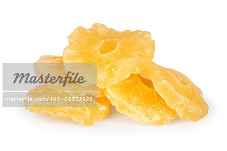 dry pineapple heap against white background