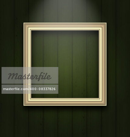 Illustration vintage picture frame on wooden wall - vector
