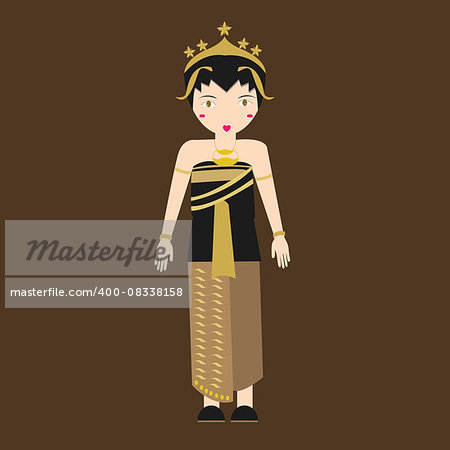 Indonesia javanese Traditional Costume java girls in clothes south east asia tradition vector