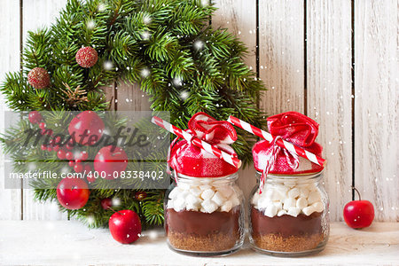 Hot chocolate mix with marshmallow for Christmas presents or cooking holiday drink.