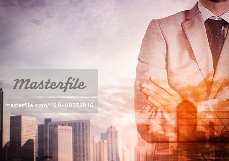 Urban background with businessman in authority position