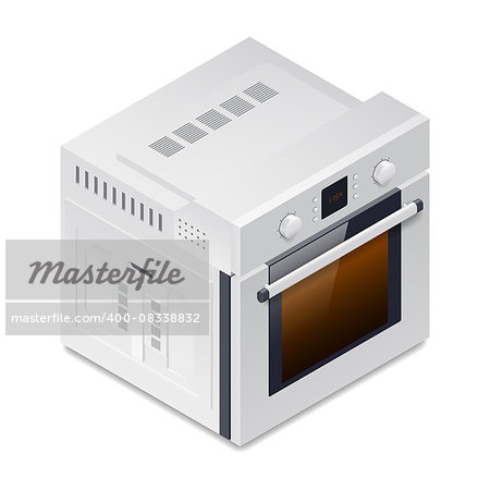 Inline oven detailed isometric icon vector graphic illustration