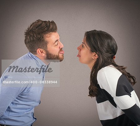 Man and woman playing are made grimaces