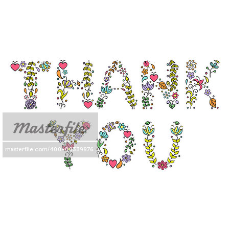 Vector illustration of 'Thank you' text on white background