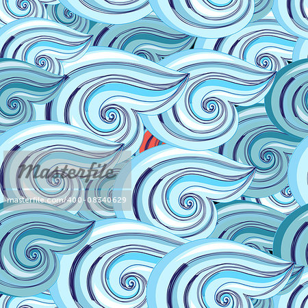 Bright seamless pattern with beautiful graphics waves