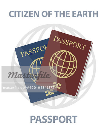 Vector biometric passports with globe, citizen of earth concept, eps10