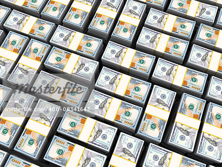 3d illustration of many dollars heap background