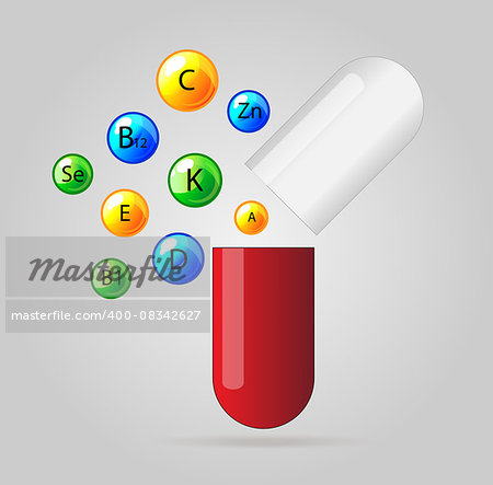 Vector vitamins and minerals medical background. Health theme.