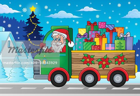 Christmas truck theme image 2 - eps10 vector illustration.