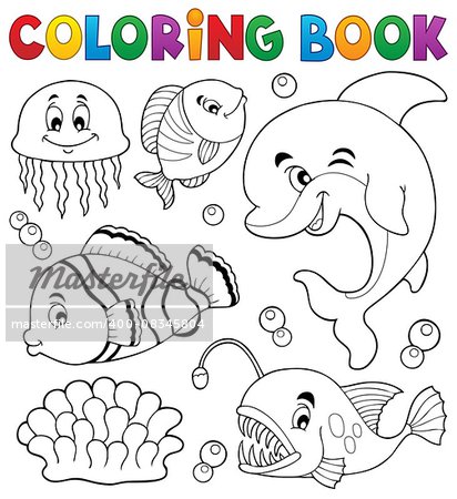 Coloring book ocean fauna topic 1 - eps10 vector illustration.