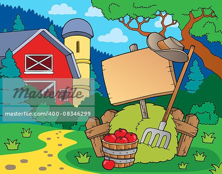Farm theme with sign - eps10 vector illustration.