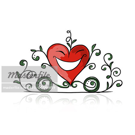 Valentine day, heart shape carriage sketch for your design. Vector illustration
