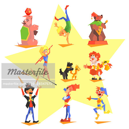 Circus collection with carnival, fun fair, vector icons illustration