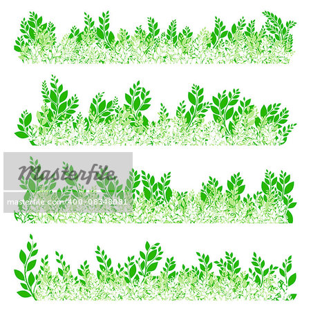 Green leaves border isolated on white background. EPS 10 vector file included