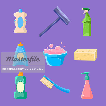 Cleaning and Housework Icons Vector Illustration Collection