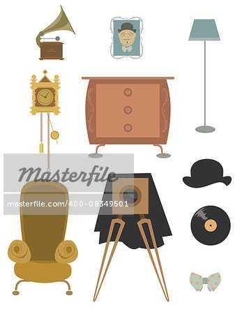 Vintage retro old things set for design.
