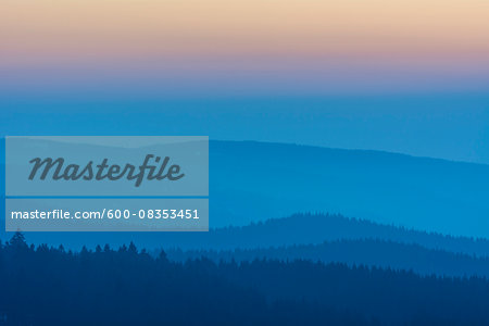 Low Mountain Landscape with Horizon Lines at Dusk, Altenau, Harz, Lower Saxony, Germany Low Mountain Landscape with Horizon Lines at Dusk, Altenau, Harz, Lower Saxony, Germany