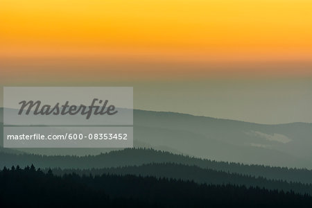 Low Mountain Landscape with Horizon Lines at Dusk, Altenau, Harz, Lower Saxony, Germany Low Mountain Landscape with Horizon Lines at Dusk, Altenau, Harz, Lower Saxony, Germany