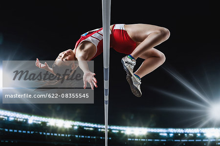 Japanese female high jump athlete jumping