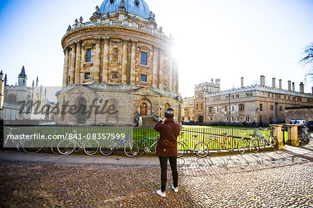 Radcliffe Camera, from St. Marys Church, Oxford, Oxfordshire, England, United Kingdom, Europe