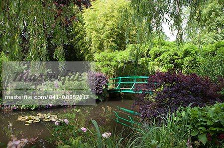 Claude Monet's Garden, the bridge over the lily pond, the inspiration for many of Monet's paintings, Giverny, Normandy, France, Europe Claude Monet's Garden, the bridge over the lily pond, the inspiration for many of Monet's paintings, Giverny, Normandy, France, Europe