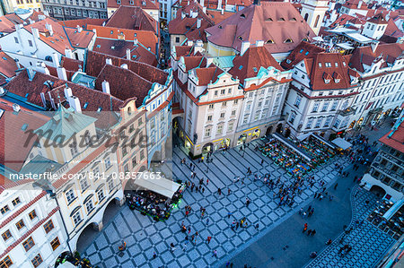 Looking down on Old Town Square, UNESCO World Heritage Site, Prague, Czech Republic, Europe