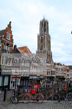 City center, Stadhuisbrug and Domtoren, St. Martin's Cathedral, Utrecht, The Netherlands, Europe