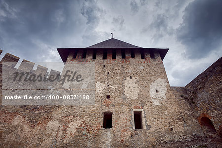 View of old Khotyn Fortress. Khotyn Fortress on Dniester riverside, Chernivtsi Oblast, Ukraine