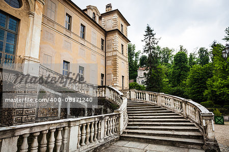 Old marble staircase in abandoned Italian villa