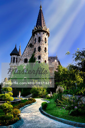 fairytale castle with mistik sunlight