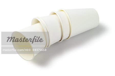 Empty Paper Cups Lying on White Background