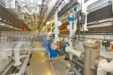 Ships valves, main engine - engineering interior