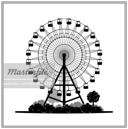 Silhouette of a ferris wheel in the park vector illustration eps 10