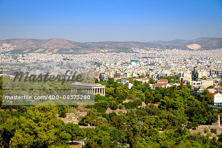 Scenic citiscape of Athens with ancient temple, Greece