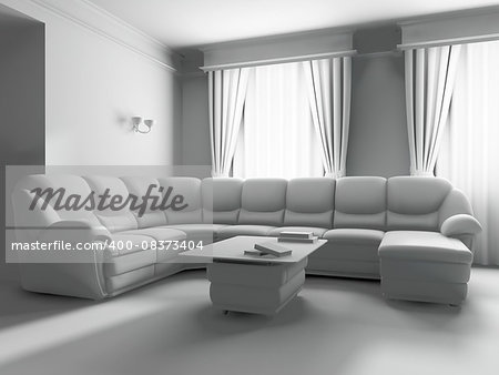living-room with the modern furniture. 3d render.