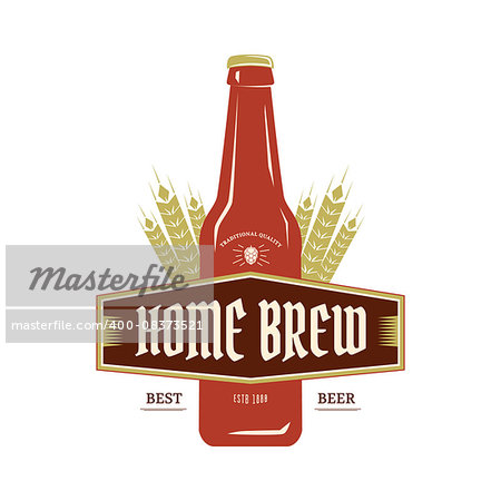 Vintage emblem or logo Homebrew. Vector illustration of beer