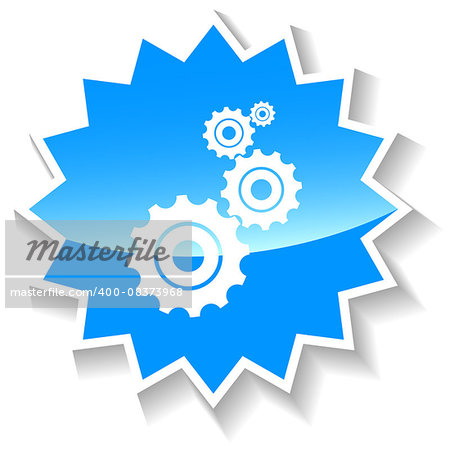 Mechanism web blue icon on a white background. Vector Illustration
