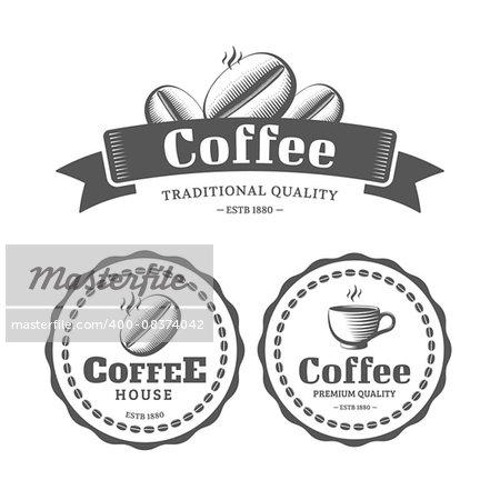 Coffee logo and labels vintage style. Vector illustration