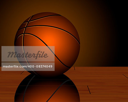 Vector illustration of a basketball ball on parquet