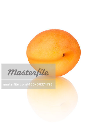 Apricot with reflection isolated on white background