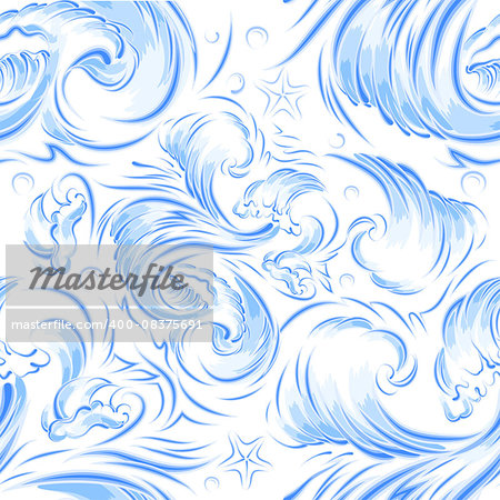 Blue sea wave. Seamless background texture. Illustration in vector format