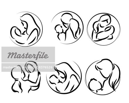 Vector illustration of a mother and child set
