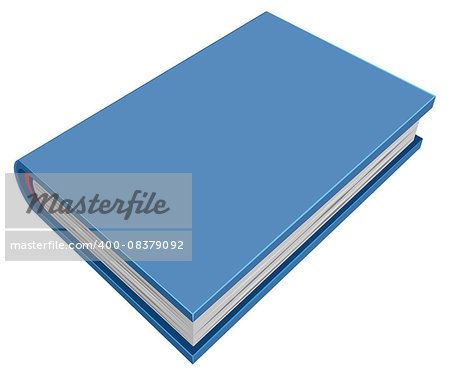 Blue closed hardcover book. Three-dimensional book. Isolated on white vector illustration