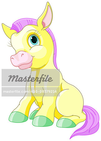 Illustration of cute yellow pony