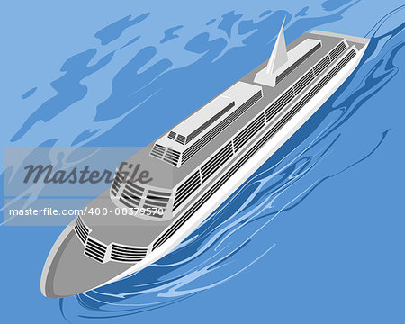 Vector illustration of a cruise ship on sea