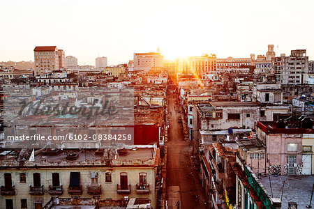 Old buildings at dusk