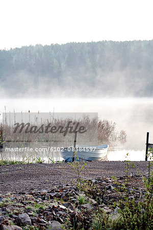 Rowboat on lakeshore